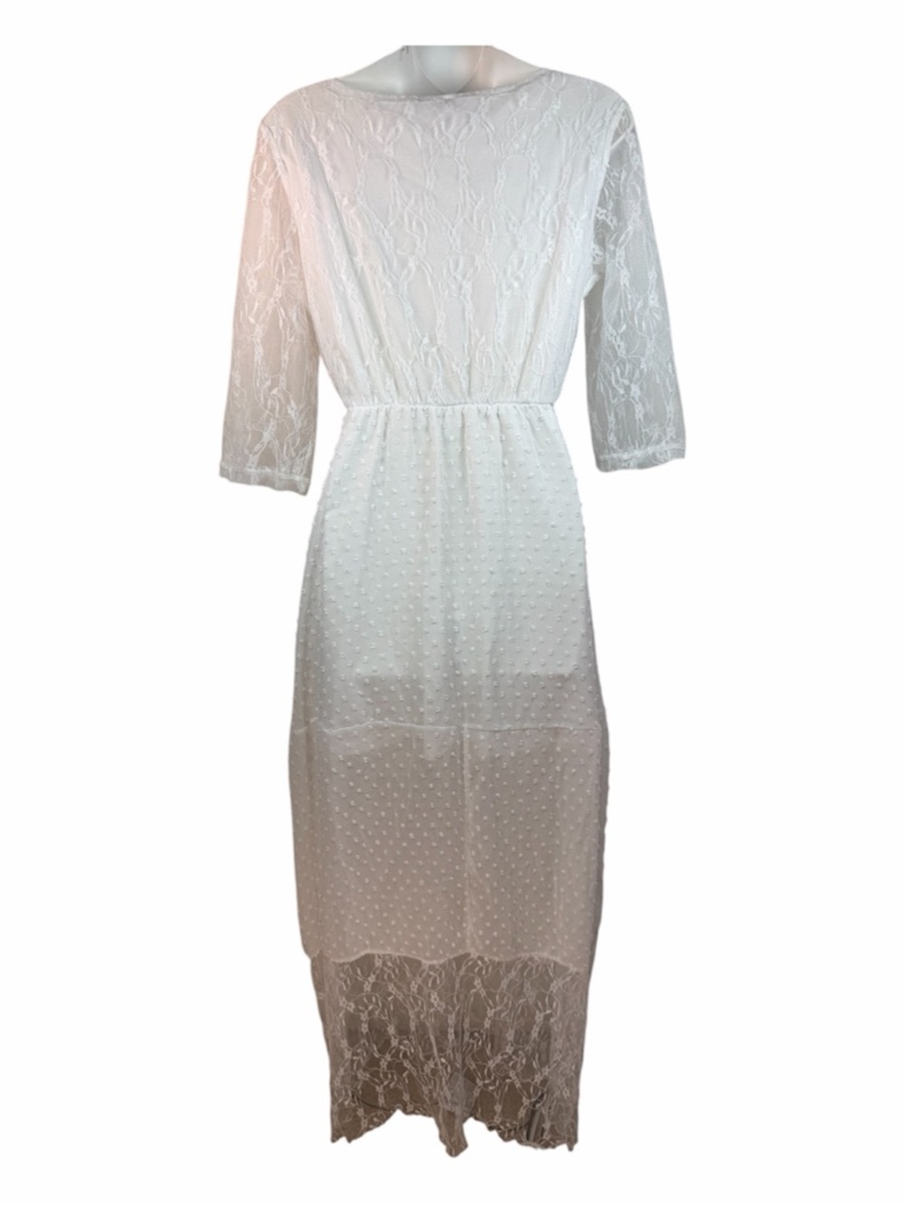 Renaissance Boho Lace Wedding Dress Small White Cottagecore Tiered Maxi Ruffle - Picture 2 of 12